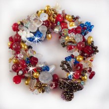 Bracelet Printemps coloré avec des perles nacrées, des cristaux de Swarovski et diverses perles